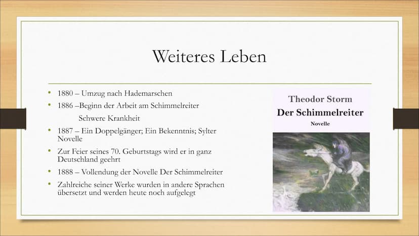 Theodor Storm
und seine Werke ●
●
Grundinformationen
Familie
Bildung
Weiteres Leben
Die Bekanntesten Werke
Gliederung • Name: Hans Theodor W