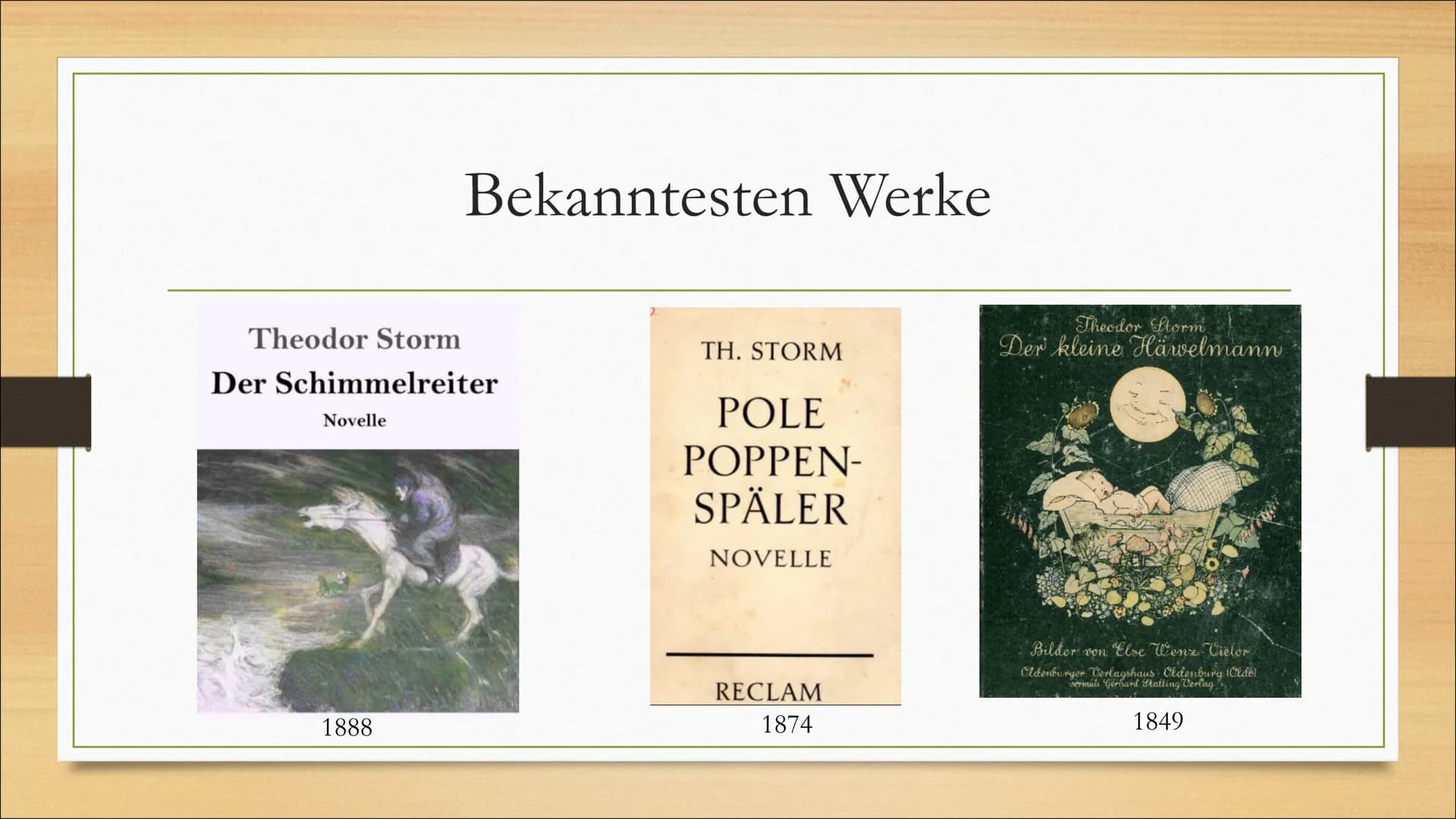 Theodor Storm
und seine Werke ●
●
Grundinformationen
Familie
Bildung
Weiteres Leben
Die Bekanntesten Werke
Gliederung • Name: Hans Theodor W