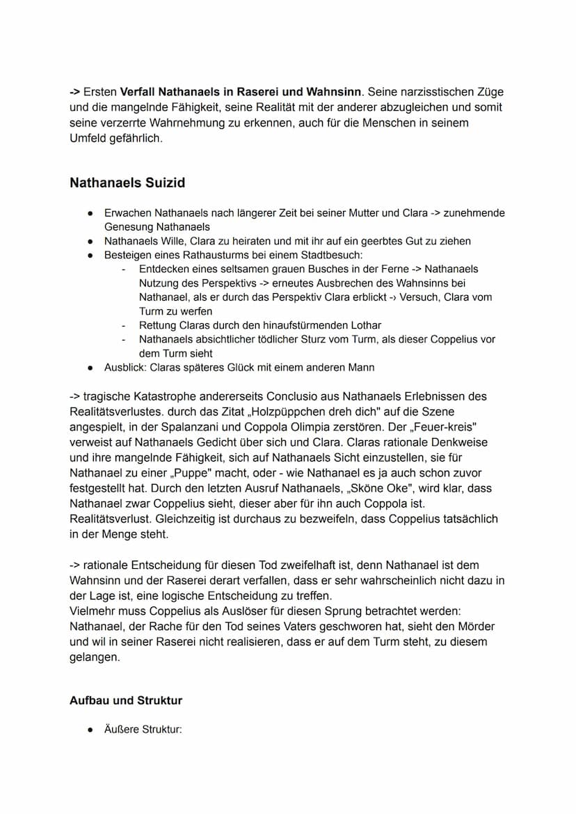 Inhalt
Schicksal eines jungen Studenten Nathanael. der von einem
einschneidenden traumatischen Erlebnis in seiner Jugend geprägt ist
nachdem