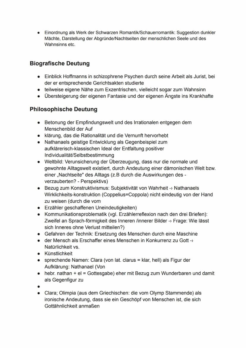 Inhalt
Schicksal eines jungen Studenten Nathanael. der von einem
einschneidenden traumatischen Erlebnis in seiner Jugend geprägt ist
nachdem