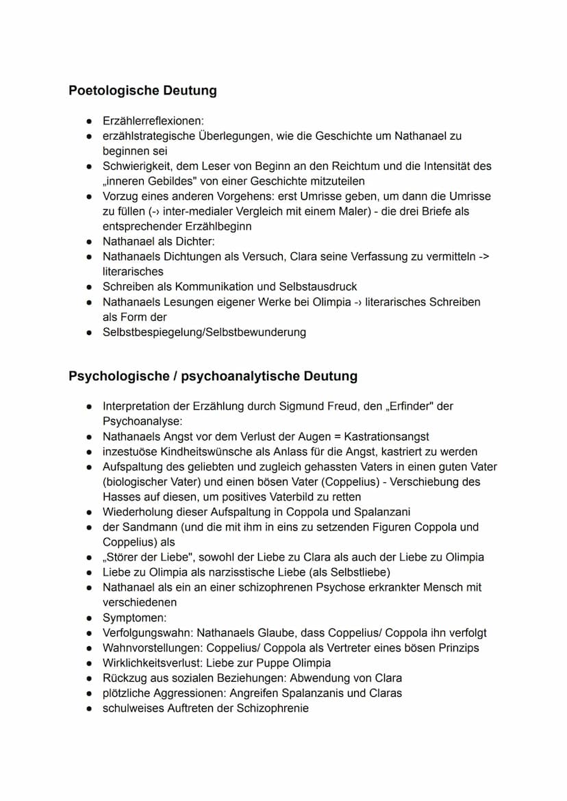 Inhalt
Schicksal eines jungen Studenten Nathanael. der von einem
einschneidenden traumatischen Erlebnis in seiner Jugend geprägt ist
nachdem