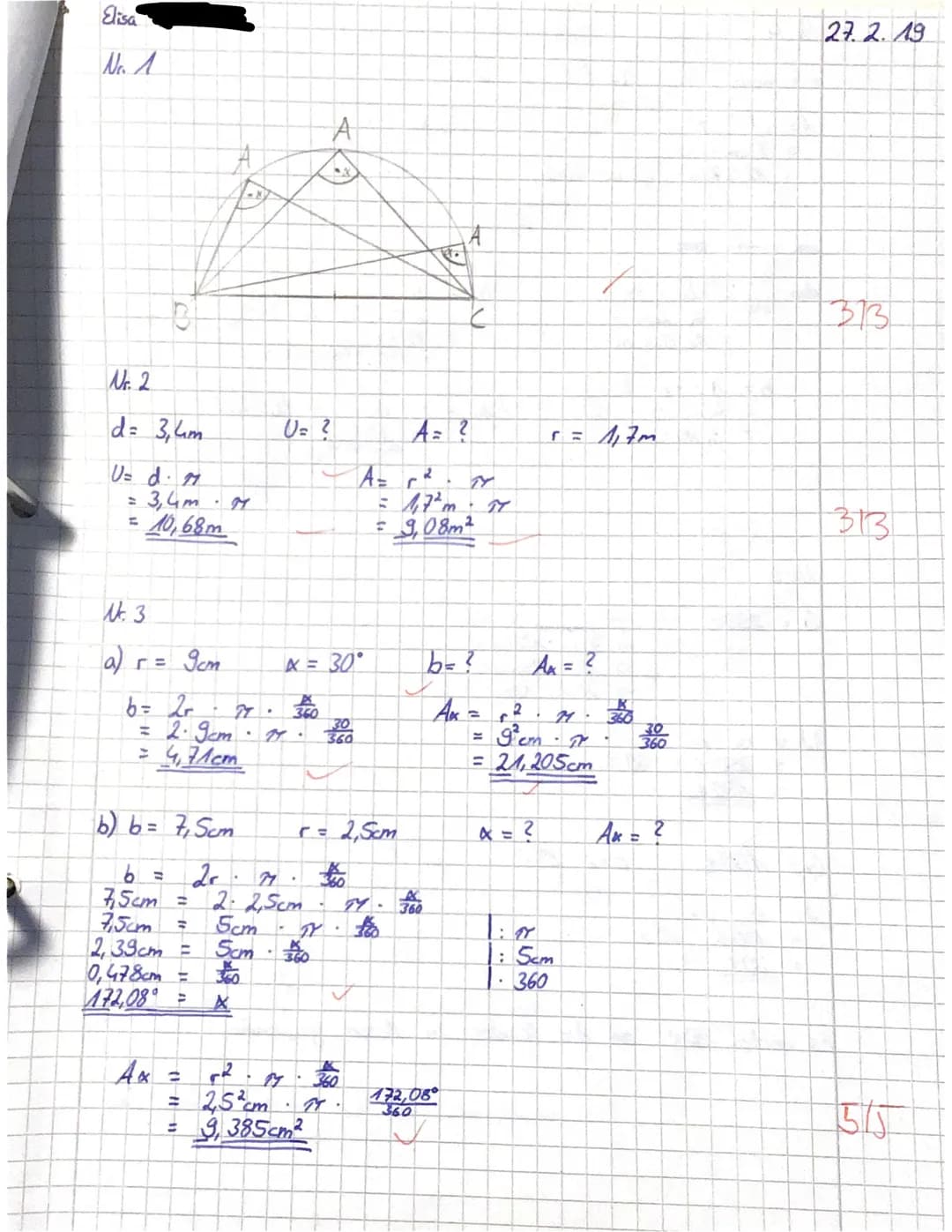 Mathematik 8
Name:
Elisa
3. Mathematikarbeit
Kreis und Prozente
Notenspiegel
Ø2,87
5.
1
Du hast 25 Punkte von
32
Punkten erhalten. Note: 2+
