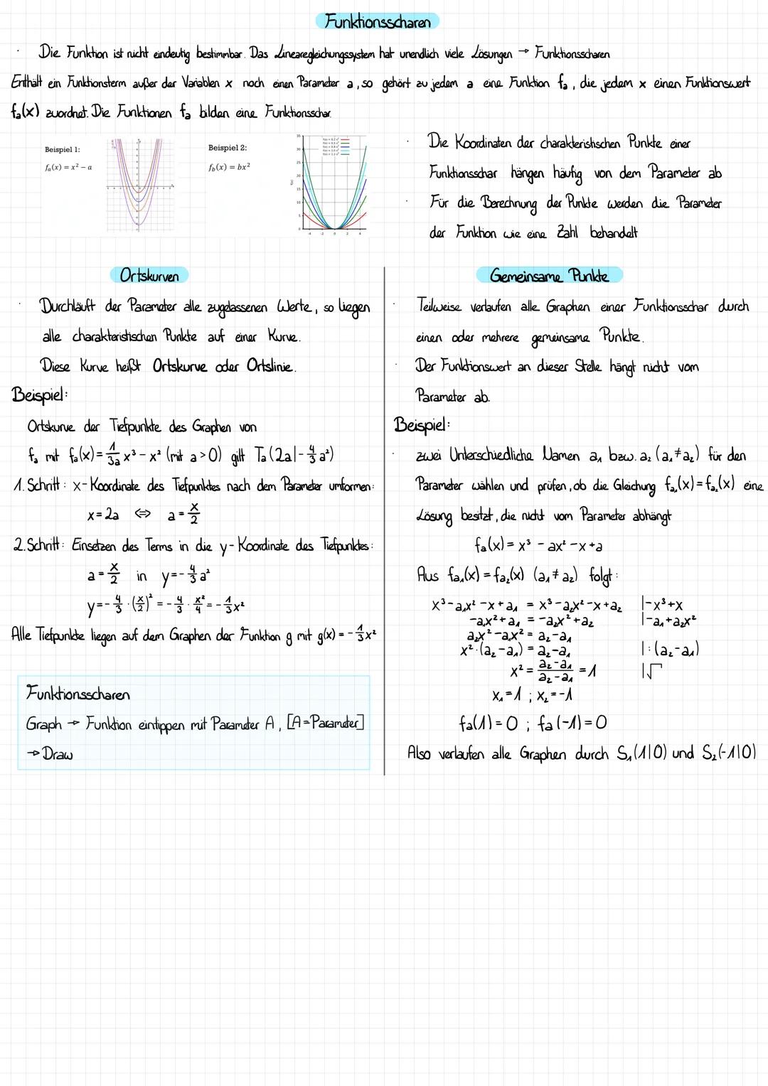 # Funktionsscharen

Die Funktion ist nicht eindeutig bestimmbar. Das Linearegleichungssystem hat unendlich viele Lösungen Funktionsscharen

