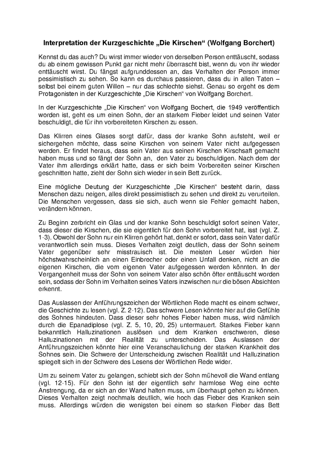 Interpretation „Die Kirschen“
