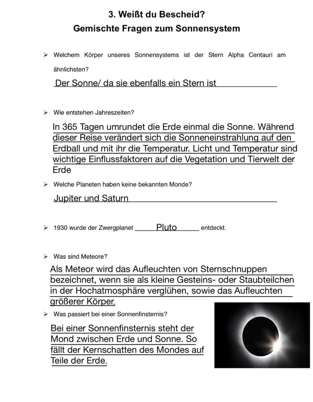 1. Das Planetensystem
асей
In unserem Sonnensystem gibt es
davon. Sie alle kreisen um
Sonnensystem sind vor etwa
gemeinsam entstanden.
die S