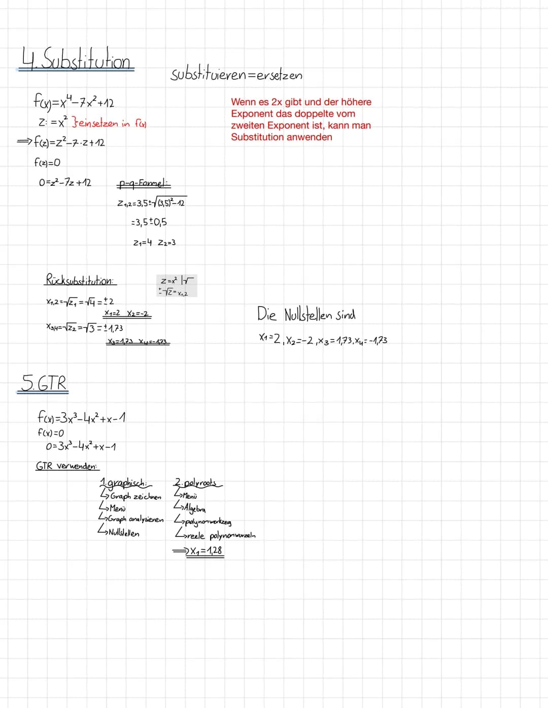 1. Quadratische Funktionen (p-q- Formel)
O=x²-4x-21
Nullstellen berechnen
X1₁,2 = -√²+21
= 2 ± √√√4+21
= 2 ± √√25
X₂₁= 7 X₂=-3
2. Nullstelle