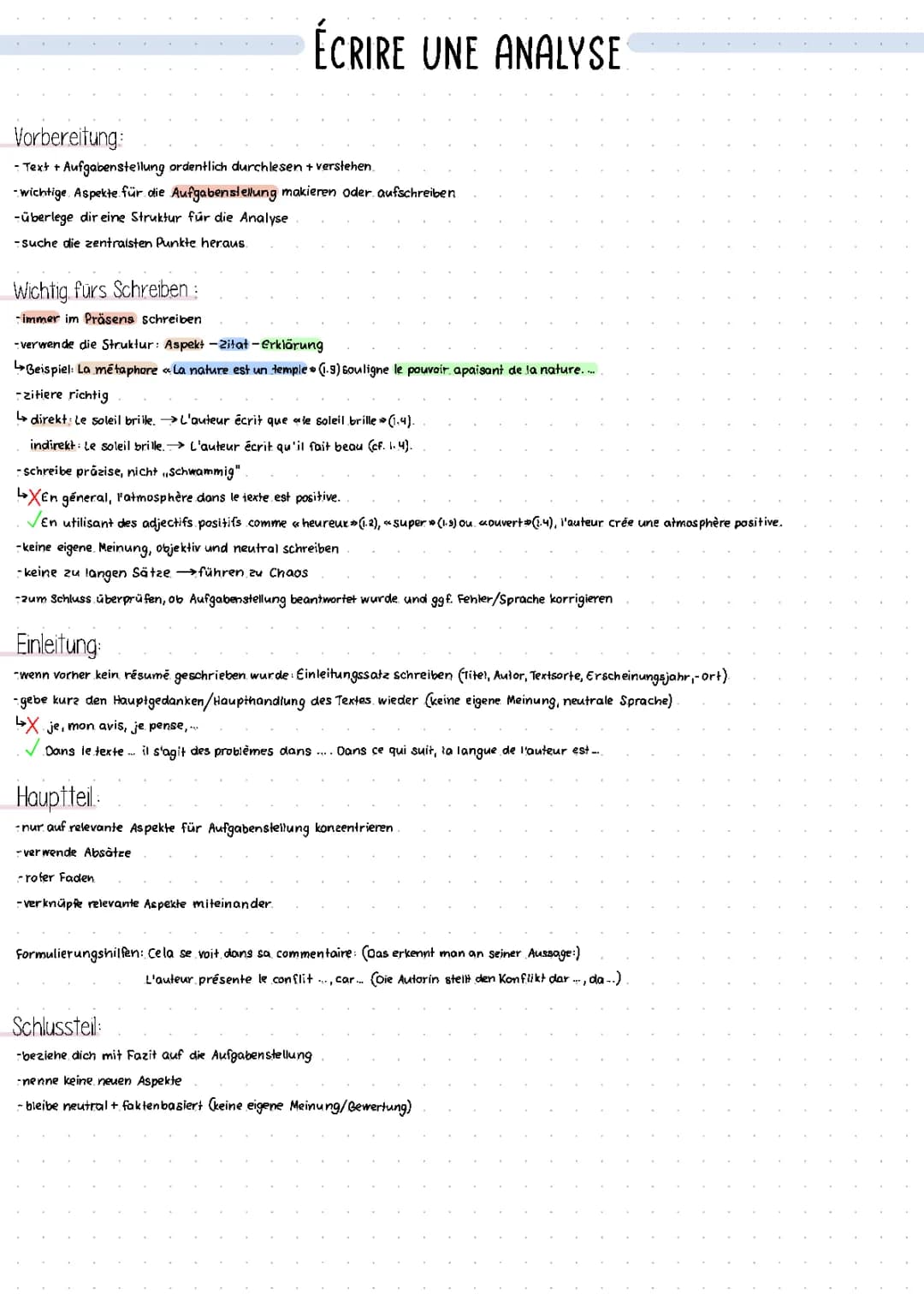 écrire une analyse 