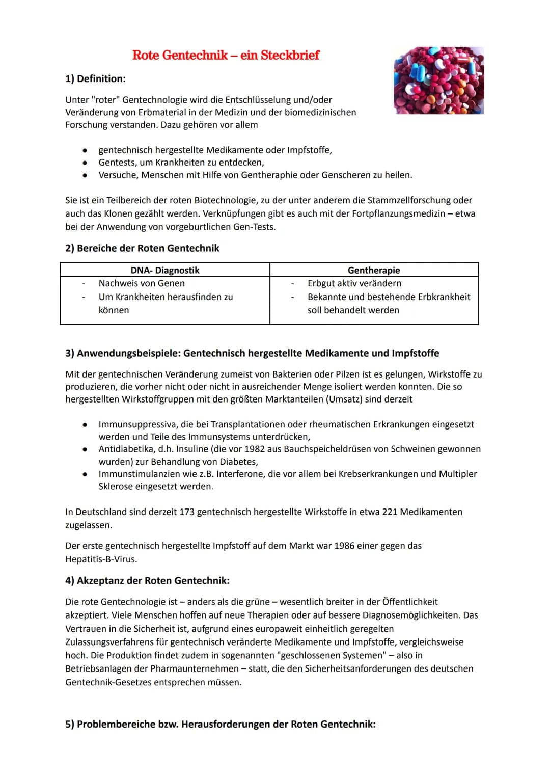 Grüne Gentechnik - ein Steckbrief
1) Definition:
Als Grüne Gentechnik wird die Nutzung gentechnischer Verfahren für die Landwirtschaft
bezei