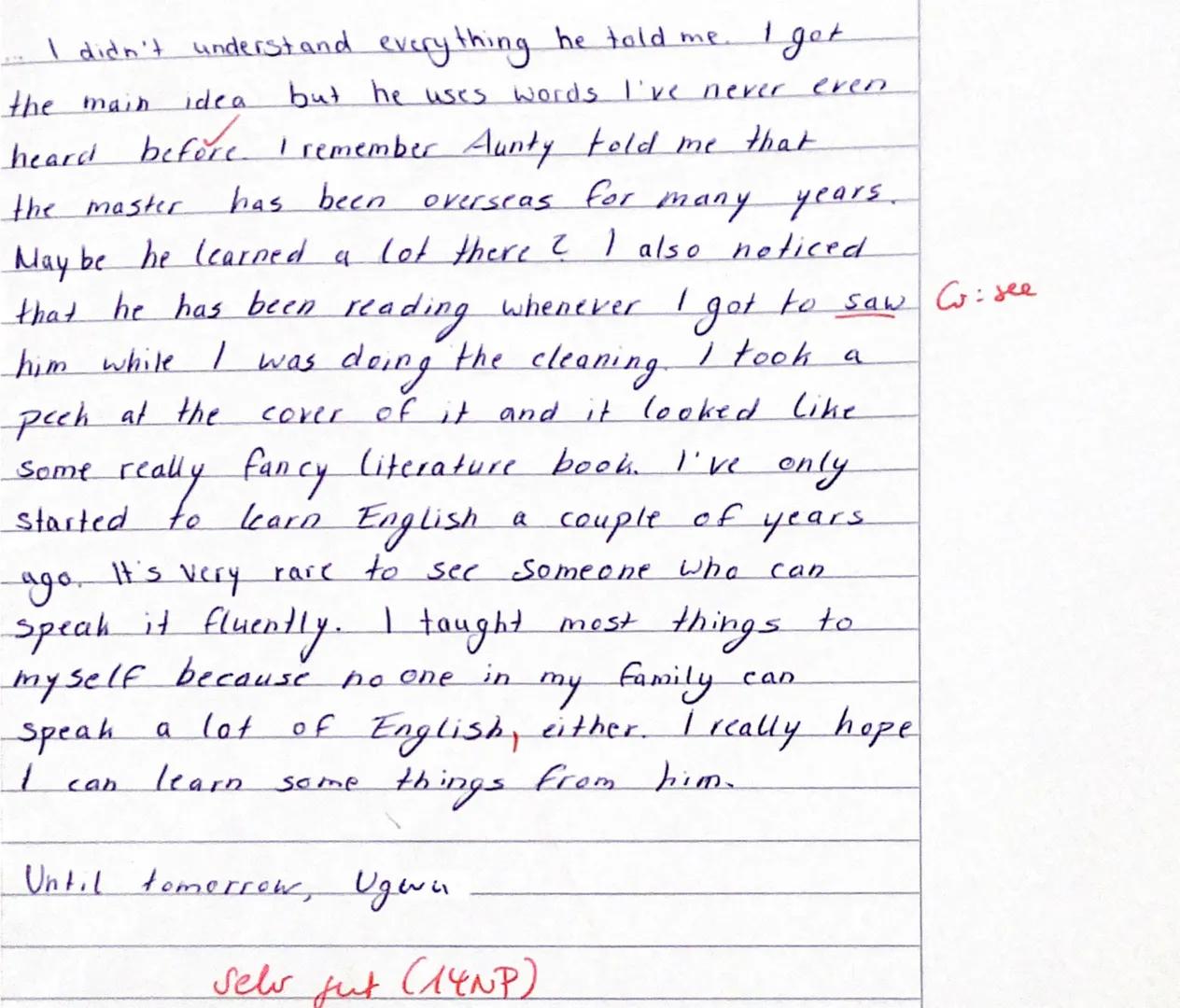 Assignments:

1. Point out the events depicted in the excerpt of the novel. (comprehension) (12)
2. Analyse how Adichie characterises the bo