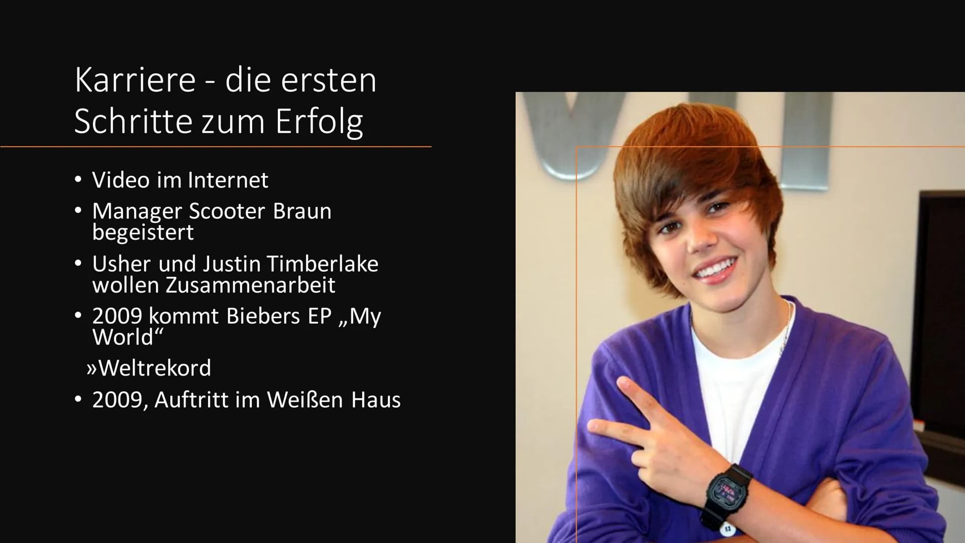 Justin Bieber
ANETA Inhalt
●
●
Justin Bieber
Karriere
Auszeichnungen
Tourneen
Veröffentlichungen
Quellen Justin Bieber
• 1.03.1994 geboren i