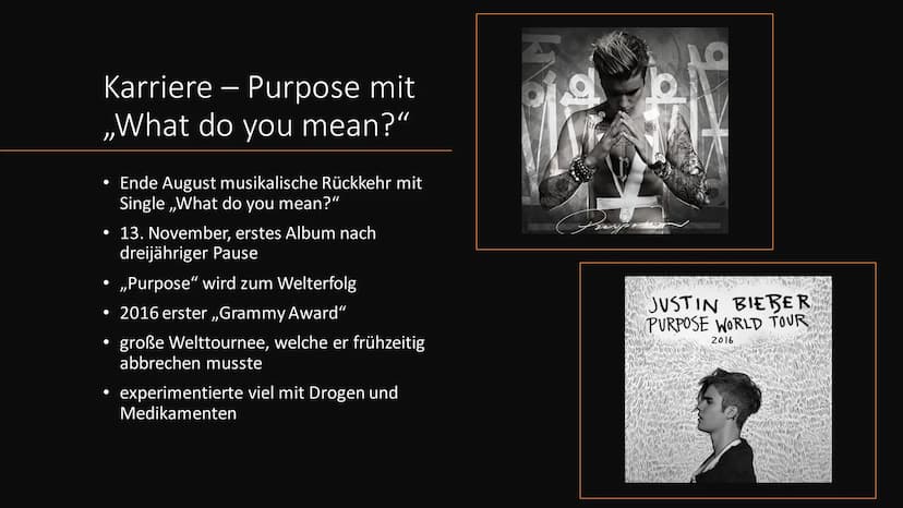 Justin Bieber
ANETA Inhalt
●
●
Justin Bieber
Karriere
Auszeichnungen
Tourneen
Veröffentlichungen
Quellen Justin Bieber
• 1.03.1994 geboren i