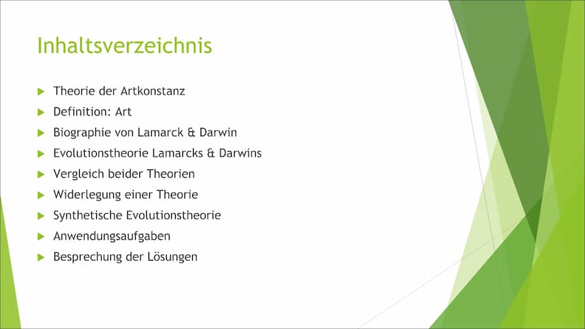 Die Evolution
Theorien nach Darwin und Lamarck Inhaltsverzeichnis
► Theorie der Artkonstanz
Definition: Art
Biographie von Lamarck & Darwin
