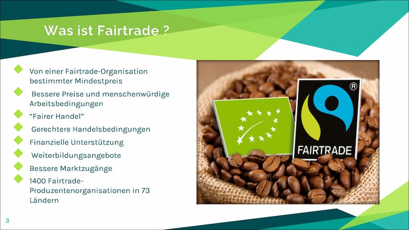 Fairtrade 2
Aufbau
Was ist Fairtrade?
Positive und negative Aspekte beim Fairtrade
Von der Pflanzung bis in den Laden (Beispiel Kakao)
Siege