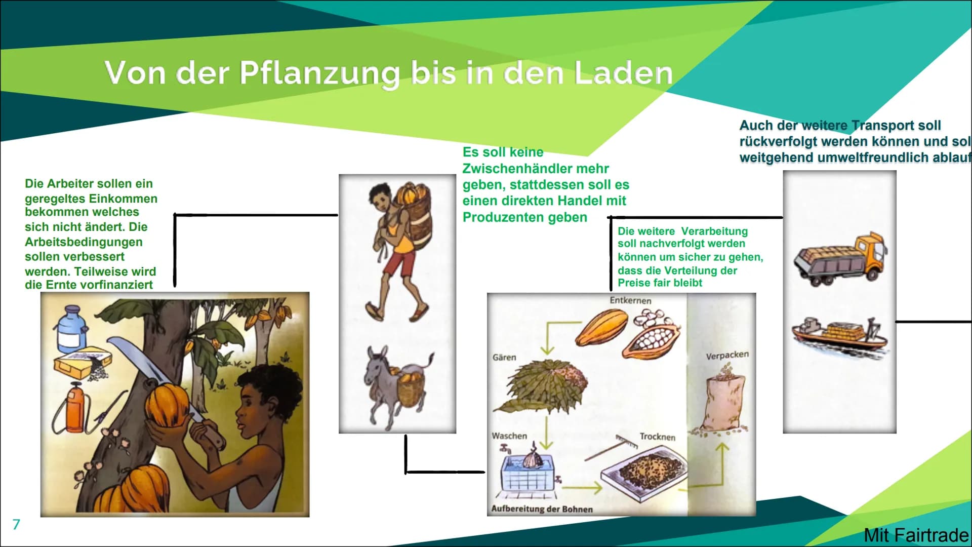 Fairtrade 2
Aufbau
Was ist Fairtrade?
Positive und negative Aspekte beim Fairtrade
Von der Pflanzung bis in den Laden (Beispiel Kakao)
Siege