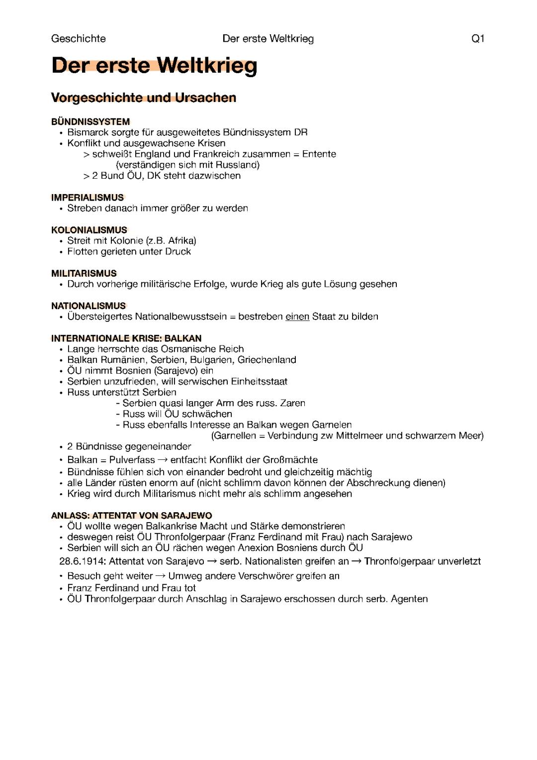 Der erste Weltkrieg 