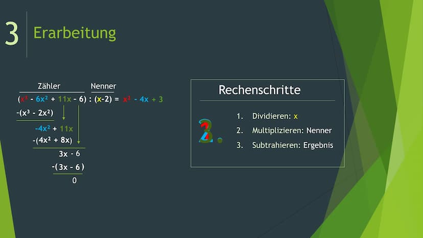Polynomdivision Inhaltsangabe
1
Polynom
4 Beispiel
2 Anwendung
5
Aufgaben
3
6
Erarbeitung
Quellen 1 Was ist ein Polynom?
Ein Polynom besteht