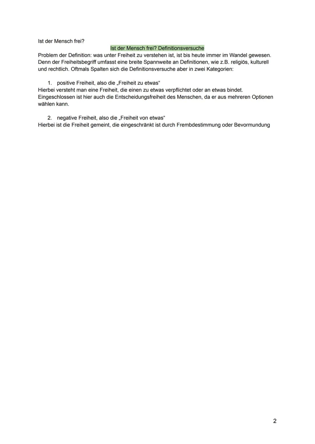 Religion
FREIHEIT
Zwischen Willensfreiheit und Determinismus:
Formen von Determinismus
vulgärer Determinismus
psychischer"
biologischer "
so