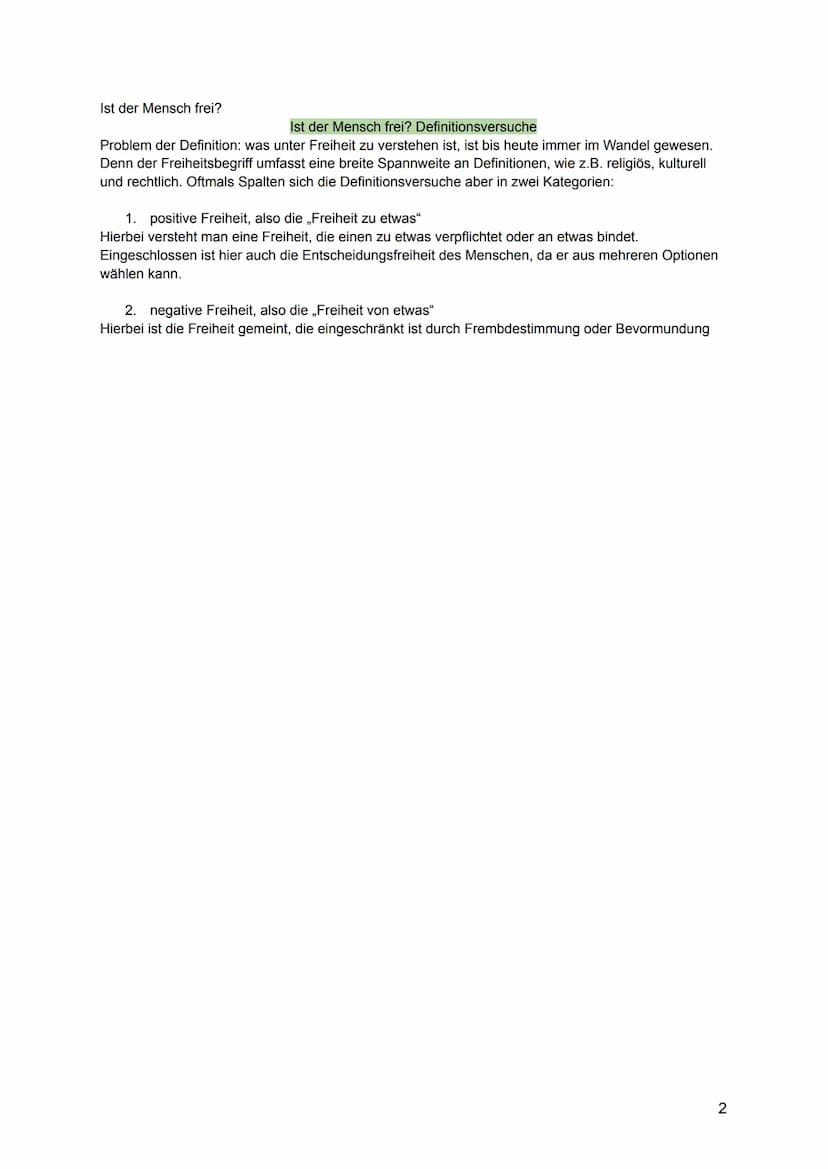 Religion
FREIHEIT
Zwischen Willensfreiheit und Determinismus:
Formen von Determinismus
vulgärer Determinismus
psychischer"
biologischer "
so