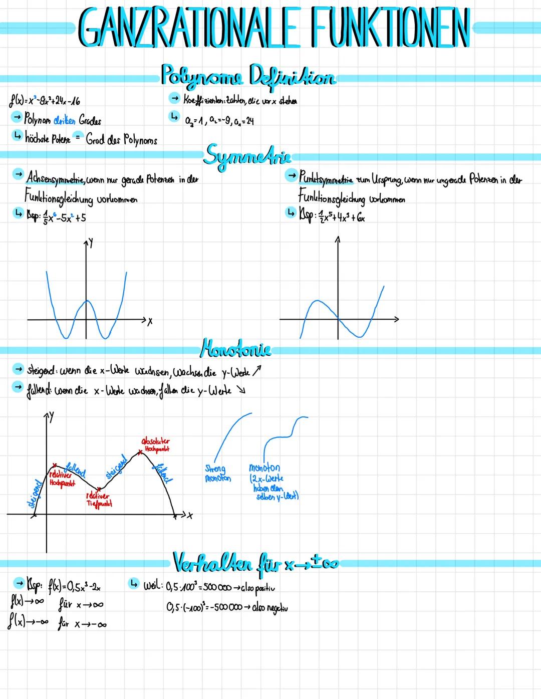 MATHE-KLAUSUR NR. 2
FUNKTIONSTYPEN
Potenz funktionen (fot-a-x²).
Xx..gerader + positiver Exponent → achsensymmetrisch zur y-Achse, nur posit
