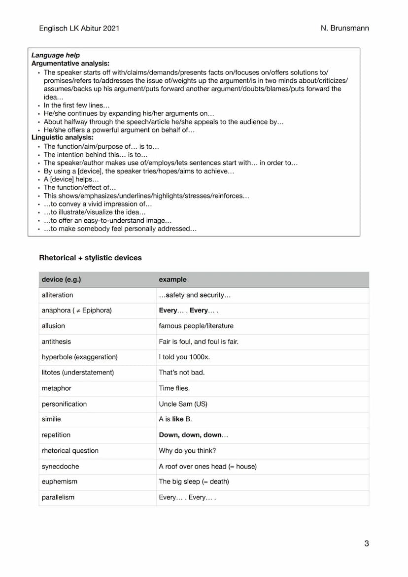 Englisch LK Abitur 2021
1)
Summary
1. Introduction
"The article/speech/poem ["title"] written/given by [author/speaker/poet] in [place] on [