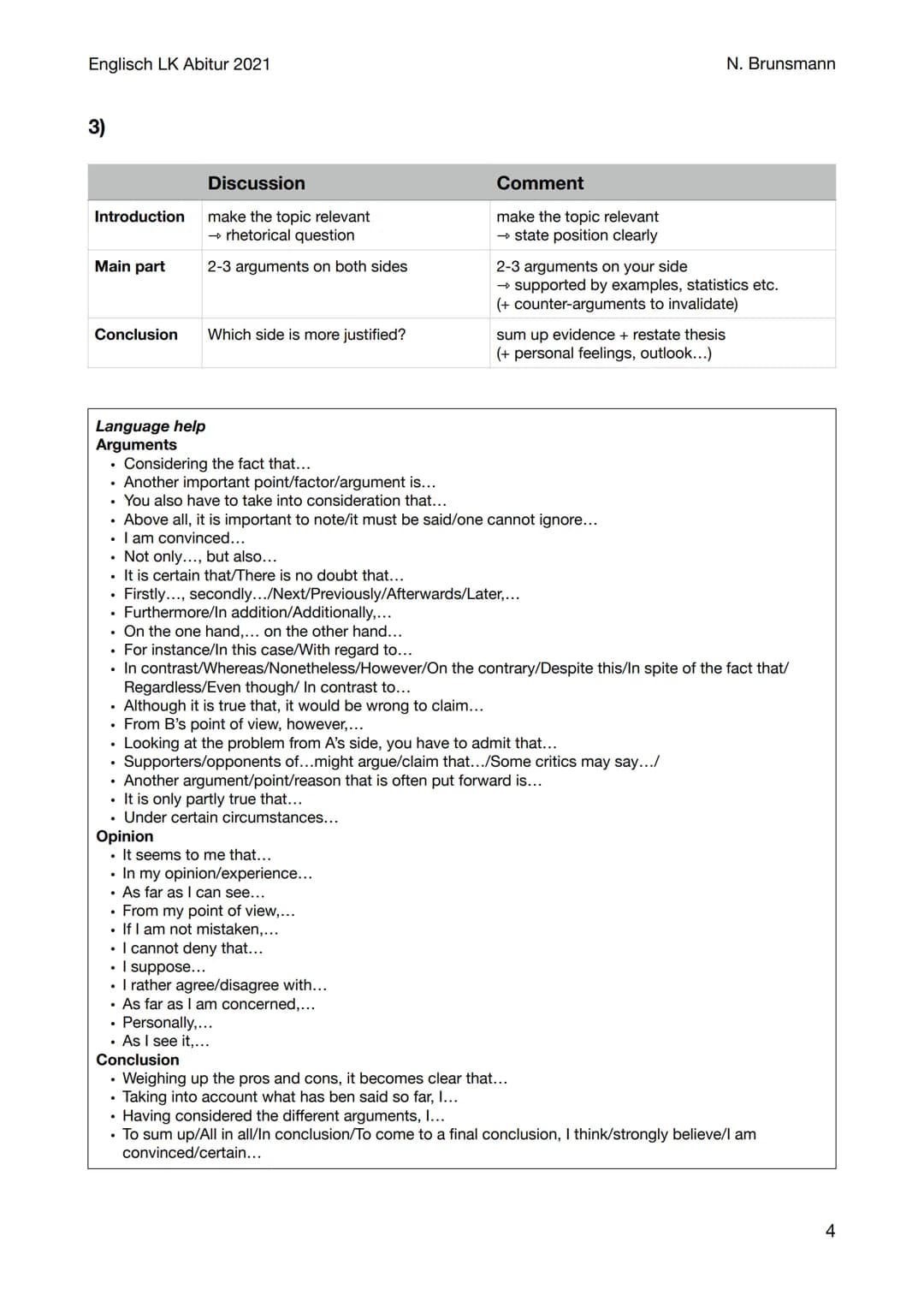 Englisch LK Abitur 2021
1)
Summary
1. Introduction
"The article/speech/poem ["title"] written/given by [author/speaker/poet] in [place] on [