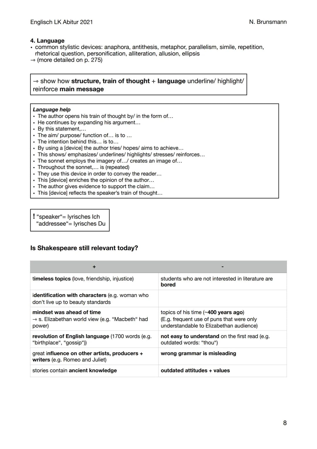 Englisch LK Abitur 2021
1)
Summary
1. Introduction
"The article/speech/poem ["title"] written/given by [author/speaker/poet] in [place] on [