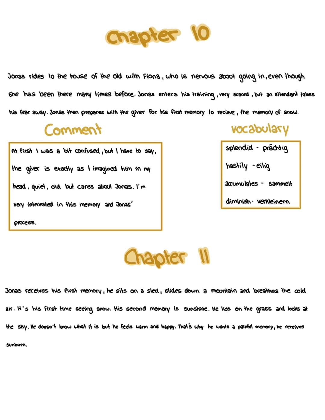 THE GIVER
Lois Lowry
Reading Log by Chapter 1
In the first chapter, you will learn about the community life and an older memory of Jonas
whi