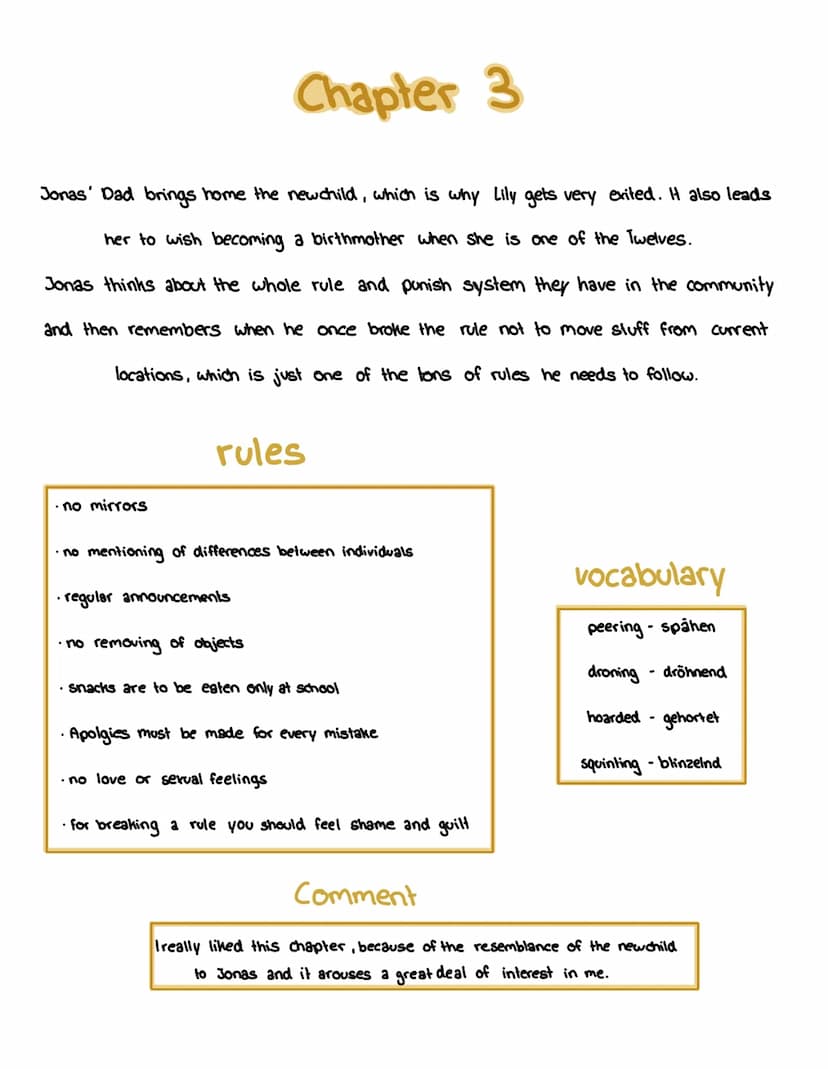 THE GIVER
Lois Lowry
Reading Log by Chapter 1
In the first chapter, you will learn about the community life and an older memory of Jonas
whi