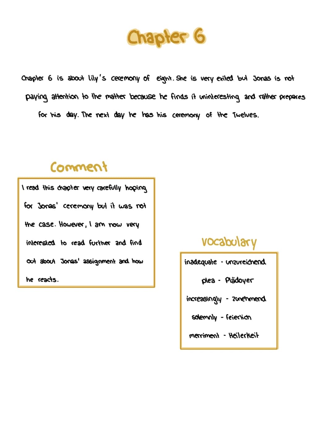 THE GIVER
Lois Lowry
Reading Log by Chapter 1
In the first chapter, you will learn about the community life and an older memory of Jonas
whi