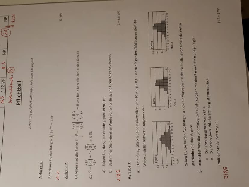 Aufgabe 1:
Berechnen Sie das Integral f2e²x + 1 dx.
111
Aufgabe 2:
Gegeben sind die Ebene E: *-
ga: x=a+t3,tER.
4
0.3
0.2
0.1
a) Zeigen Sie,