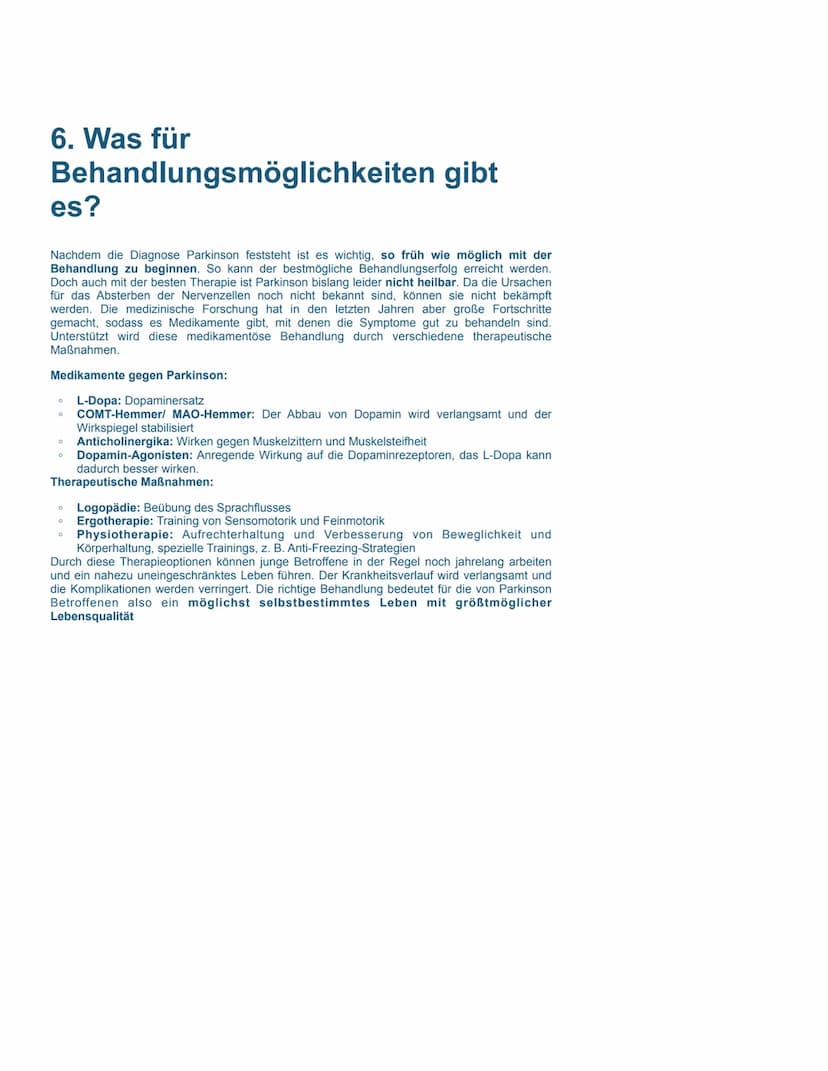  Morbus Parkinson
Von Deen, Kaya, Hannah, Lina, Jana, Franziska
-
Gesundes Gehirn
Normale Nervenimpulse für
Bewegungsablaufe
Das Parkinson-S