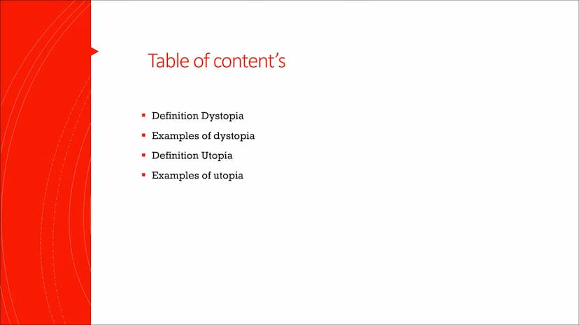 Utopia/ Dystopia ■
■
■
Table of content's
Definition Dystopia
Examples of dystopia
Definition Utopia
Examples of utopia Definition
Dystopia
