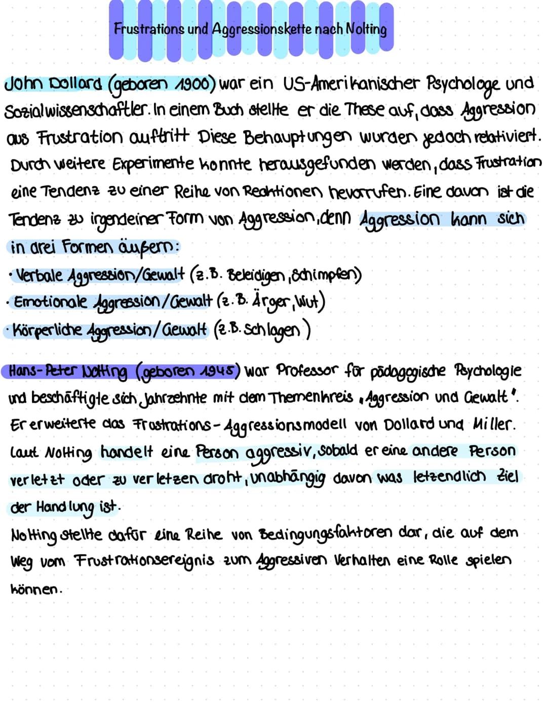 Frustrations und Aggressionskette nach Nolting/ Frustrations und Aggressionskette nach Nolting
ations and a en in die mit eine
John Dollard 
