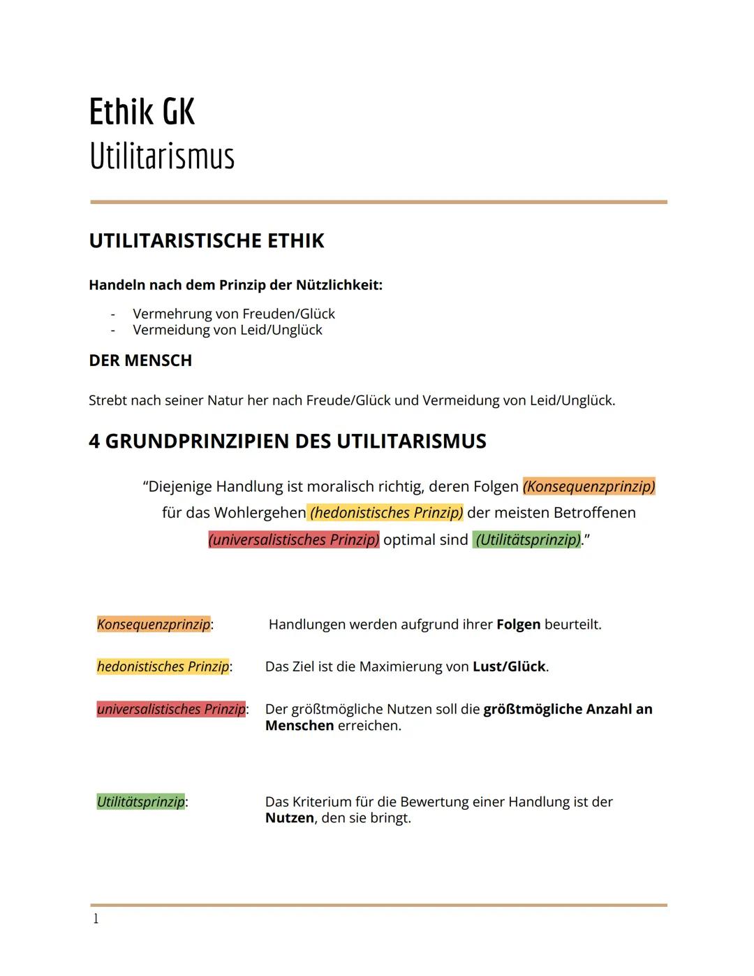 
<h2 id="utilitarismus">Utilitarismus</h2>
<p>Die utilitaristische Ethik basiert auf dem Prinzip der Nützlichkeit, welches die Vermehrung vo