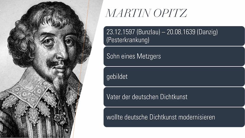 ANDREAS GRYPHIUS
UND
MARTIN OPITZ
DICHTER DES BAROCKS Referat
Martin Opitz von Boberfeld
(23.12.1597 - 20.08.1639)
Er starb an einer Pesterk