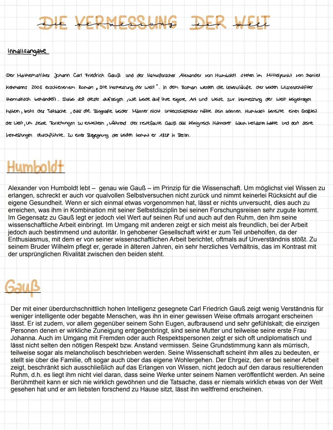 DIE VERMESSUNG DER WELT
Inhaltsangabe
Der Mathematiker Johann Carl Friedrich Gauß und der Naturforscher Alexander von Humboldt stehen im Mit