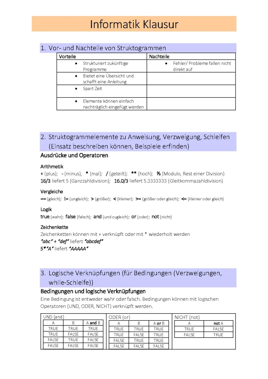 Struktogramme und Programmcode: Alles Wichtige für die Klausur