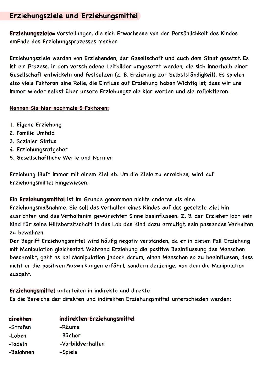 Lerninhalte für die
Klausur
Was ist Erziehung (Definition +
Schaubild)
• Was sind Aufgaben der Erziehung?
• Erkenntnisse zur Erziehbarkeit d
