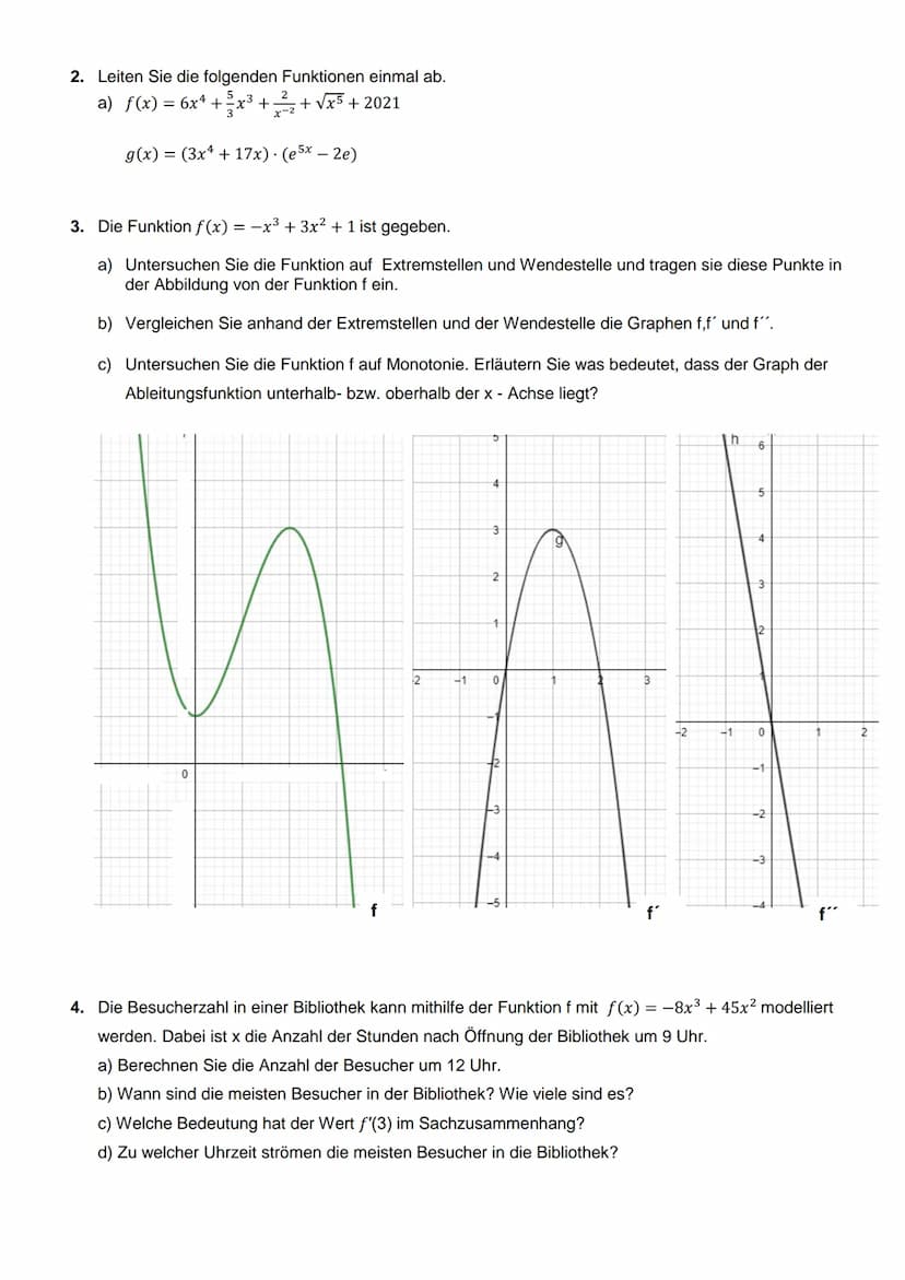 Name:....
4
-2
1. Die Funktion f(x) = -x² + 3x + 4 ist gegeben. Beantworten Sie folgende Aufgaben:
a) Bestimmen Sie die Schnittpunkte des Gr