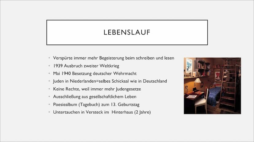 ●
●
●
●
●
●
INHALTSVERZEICHNIS
Einstieg
Lebenslauf
Geschichtlicher Hintergrund
Zum Tagebuch/Inhalt
Analyse erster Eintrag
Analyse Brief an K
