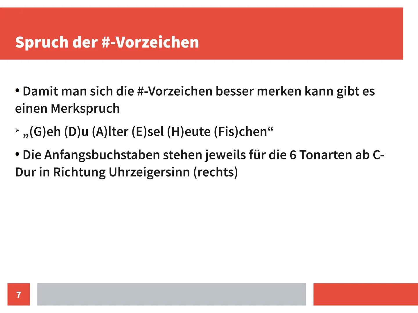 Der Quintenzirkel
Inhaltsangabe
• Allgemein -> Quintenzirkel
• Allgemein -> Vorzeichen
Spruch der #-Vorzeichen
Spruch der b-Vorzeichen
Kaden