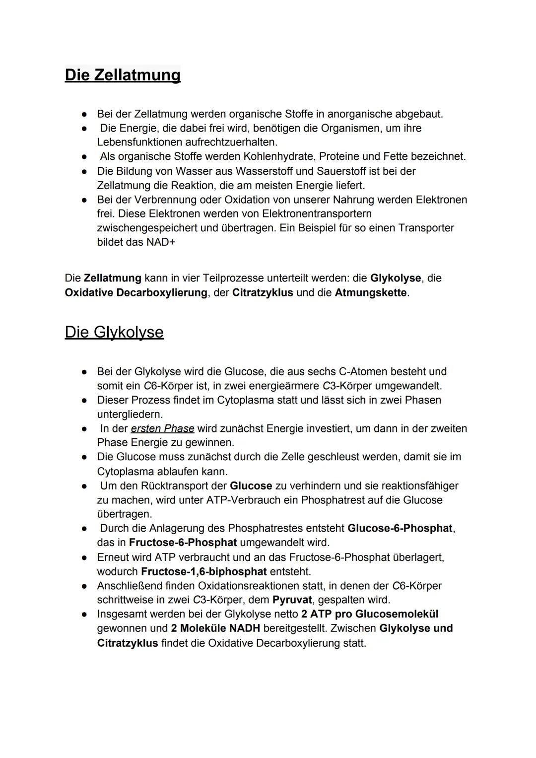 Zellatmung:
Biologie-Klausur Nr.2
-Stoffwechsel-
Die Zellatmung findet in dem Mitochondrium statt. bei Menschen, Pflanzen
und Tieren.
● währ