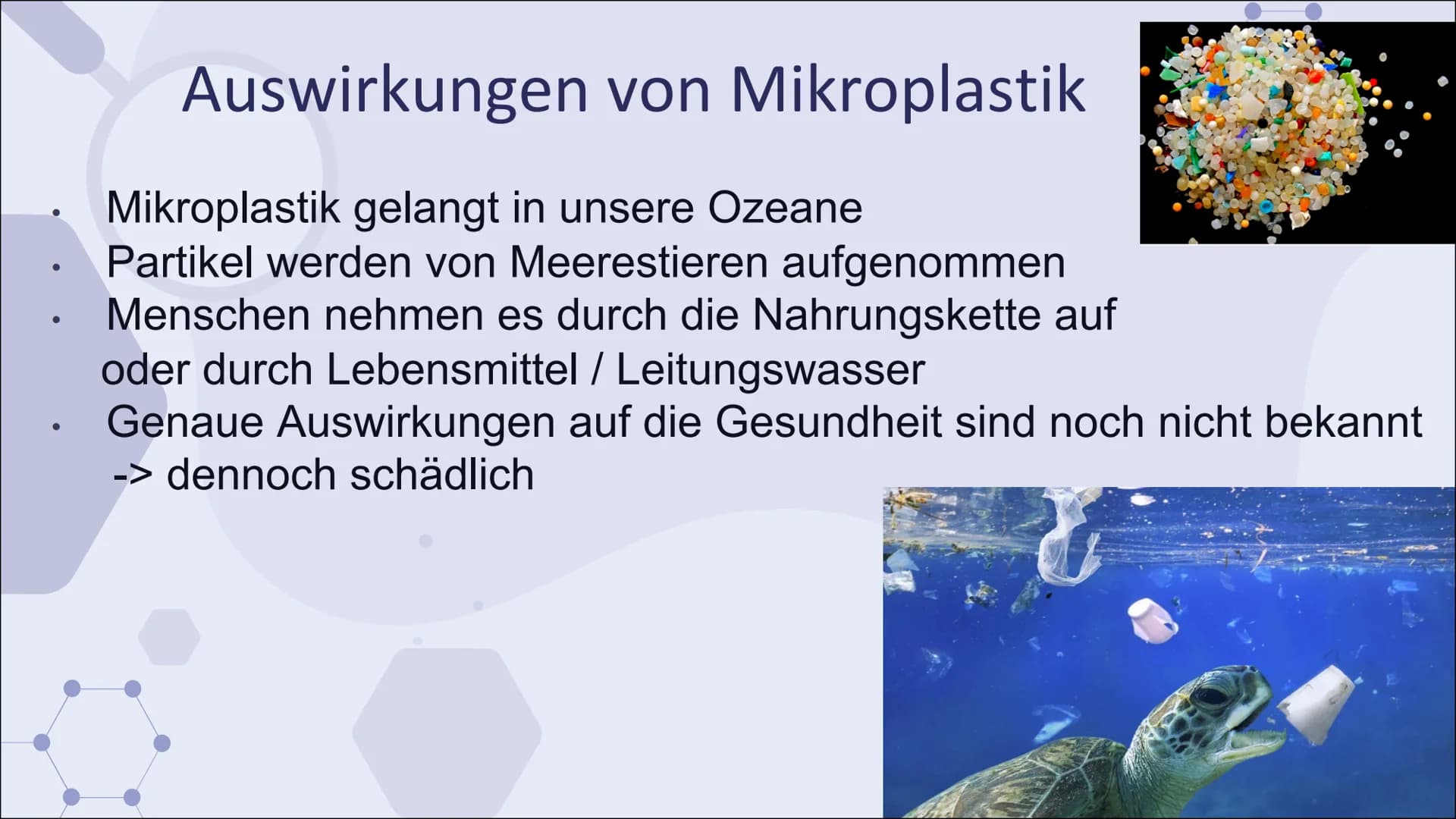 Mikroplastik
Eine Präsentation von ..... & Jill Inhaltsverzeichnis
Definition
Arten von Mikroplastik
Vorkommen
-> Produkte
Ursprung
Folgen f