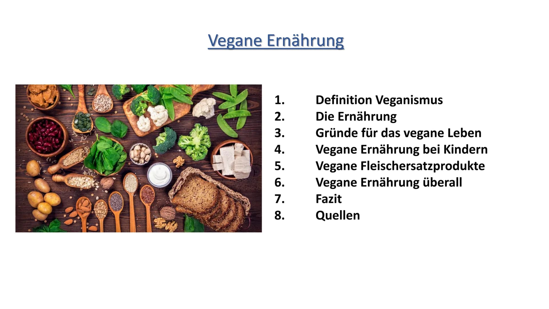 Die vegane Ernährung
V Vegane Ernährung
1.
ܣ ܐ ܩ ܩ ܐ ܣ ܐ ܪ
2.
3.
4.
5.
6.
7.
8.
Definition Veganismus
Die Ernährung
Gründe für das vegane Le