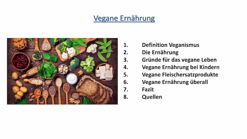 Die vegane Ernährung
V Vegane Ernährung
1.
ܣ ܐ ܩ ܩ ܐ ܣ ܐ ܪ
2.
3.
4.
5.
6.
7.
8.
Definition Veganismus
Die Ernährung
Gründe für das vegane Le