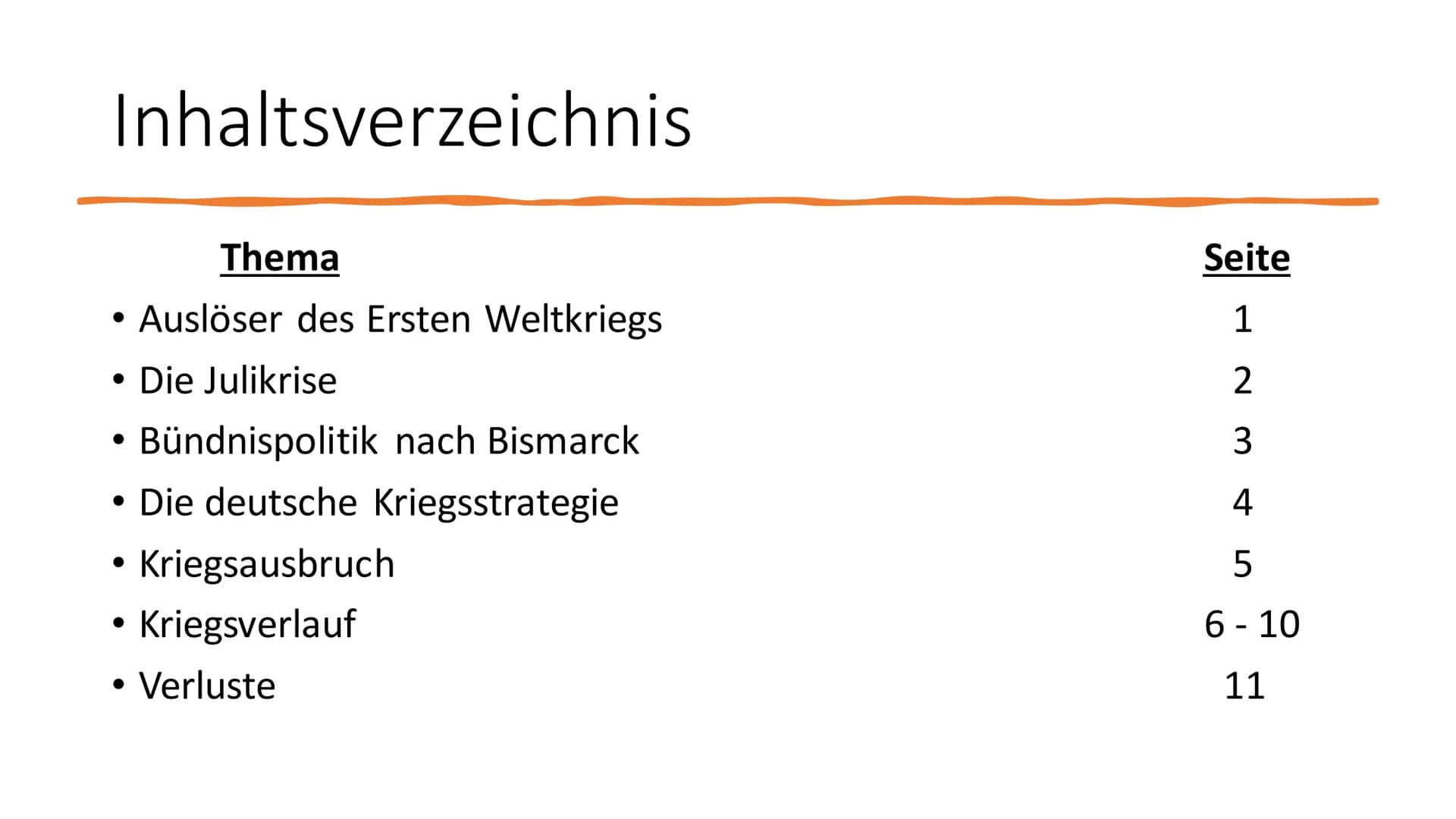 Der Erste
Weltkrieg
1914 - 1918
Von Muthen über Metz nach Paris
Kabur B Inhaltsverzeichnis
Thema
• Auslöser des Ersten Weltkriegs
●
Die Juli