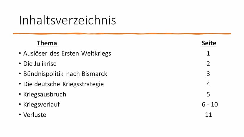 Der Erste
Weltkrieg
1914 - 1918
Von Muthen über Metz nach Paris
Kabur B Inhaltsverzeichnis
Thema
• Auslöser des Ersten Weltkriegs
●
Die Juli