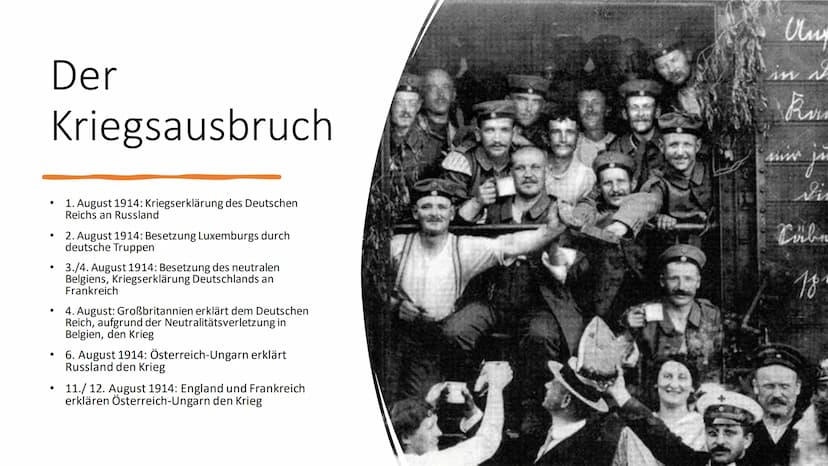 Der Erste
Weltkrieg
1914 - 1918
Von Muthen über Metz nach Paris
Kabur B Inhaltsverzeichnis
Thema
• Auslöser des Ersten Weltkriegs
●
Die Juli