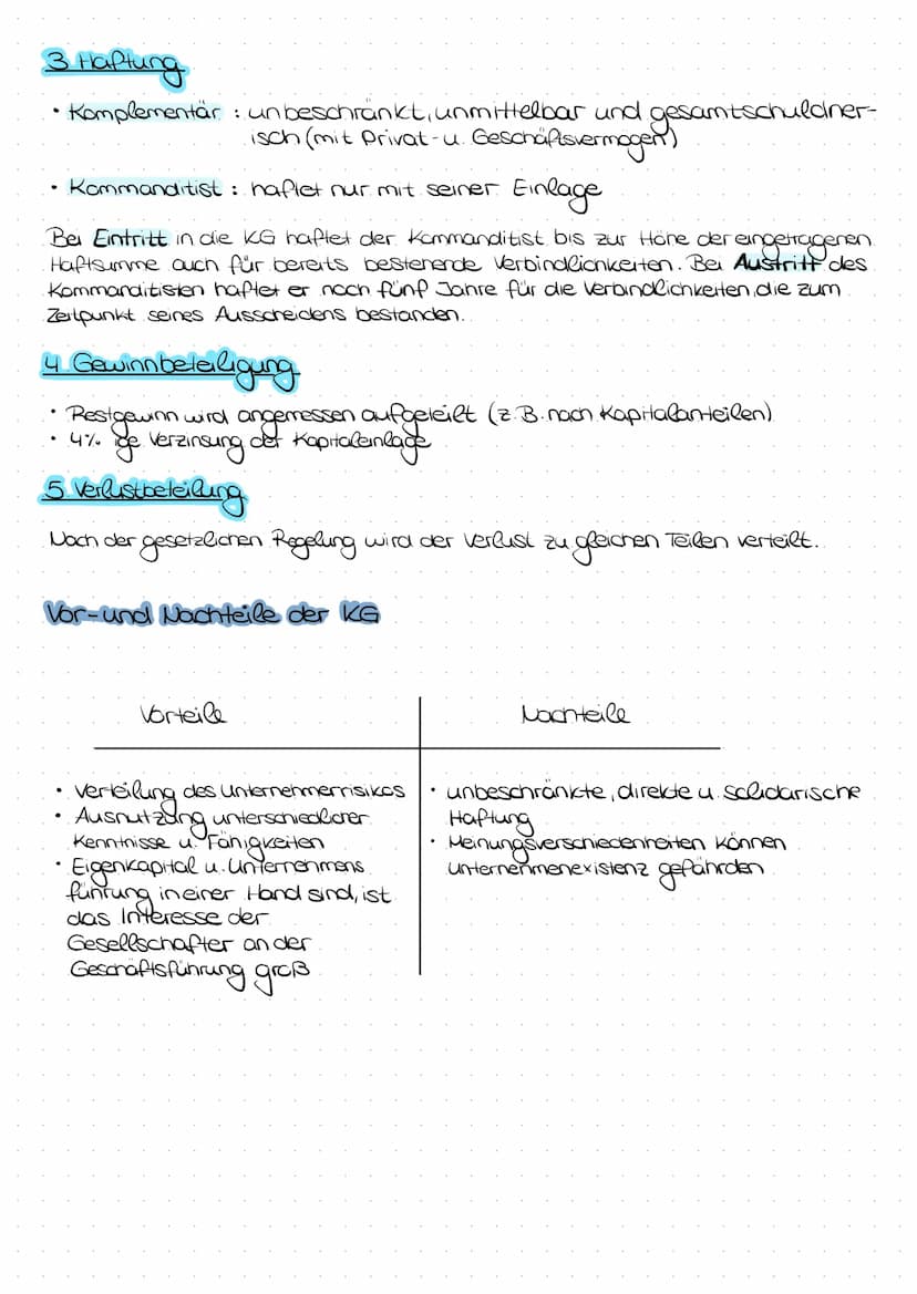 ng
Begriff, Gründung und Firma, der KG
i Begaff
-> Die Kommanditgesellschaft ist eine Gesellschaft mit mind. Zuci Personen, die
ein Handelsg