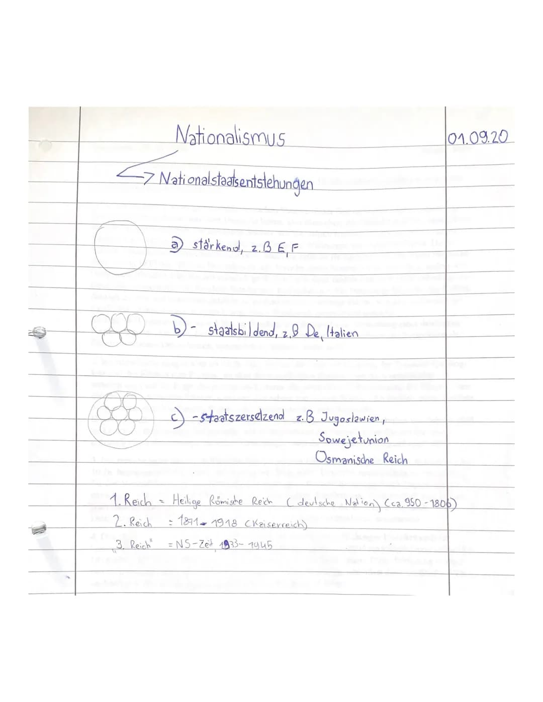 Nationalismus
-7 Nationalstaatsentstehungen
0
&
a stärkend, z.B E, F
b)- staatsbildend, z. B. De, Italien
c) - staatszerselzend z.B Jugoslaw